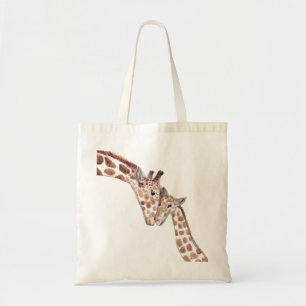 Mor giraffe med vattenfärgsplantor i baby tygkasse