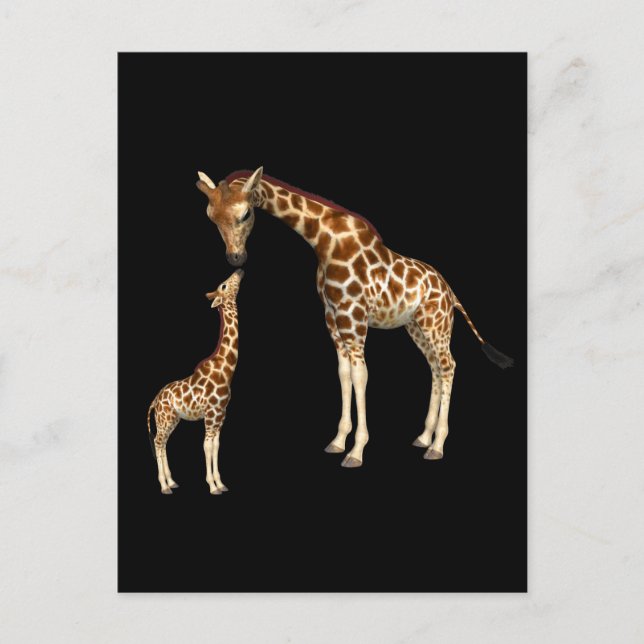 Mor Giraffe och Baby Giraffe Vykort (Framsida)