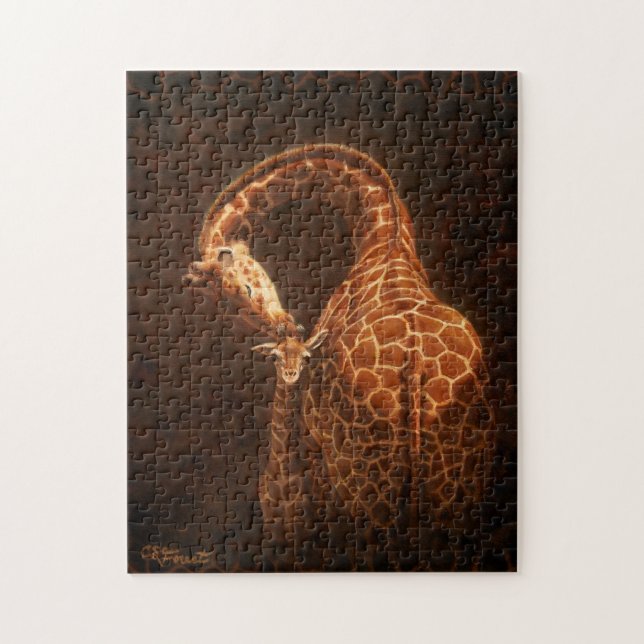 Mor Giraffe och Baby Pussel (Vertikal)