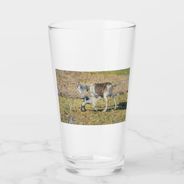 Mor Goat med sin Young Kid (av Segantini) Glaskopp (Framsida)