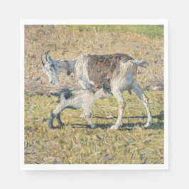 Mor Goat med sin Young Kid (av Segantini) Pappersservett
