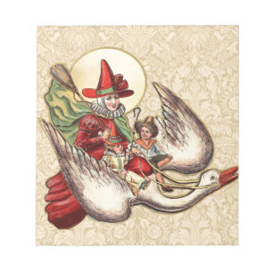 Mor Goose Child Antique Illustration Anteckningsblock