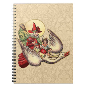 Mor Goose Child Antique Illustration Anteckningsbok Med Spiral