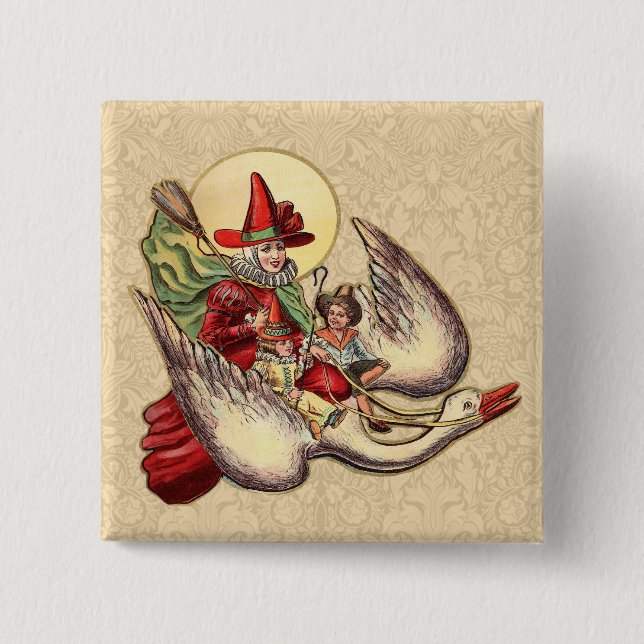 Mor Goose Child Antique Illustration Knapp (Framsida)