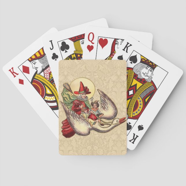 Mor Goose Child Antique Illustration Kortlek (Baksidan)