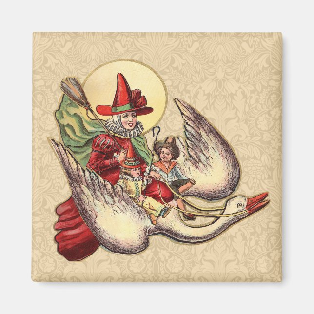 Mor Goose Child Antique Illustration Magnet (Framsidan)