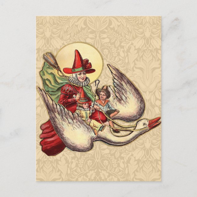 Mor Goose Child Antique Illustration Vykort (Framsida)