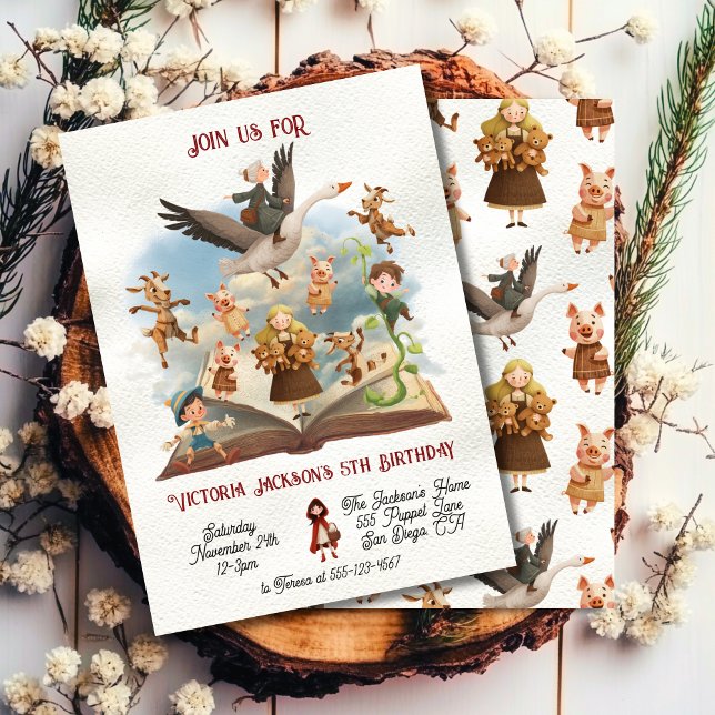 Mor Goose har ändrat Storybook Födelsedagsfest Inbjudningar (Skapare uppladdad)