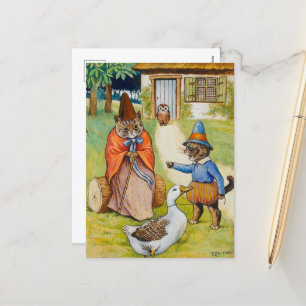 Mor Goose hemma av Louis Wain Helg Vykort