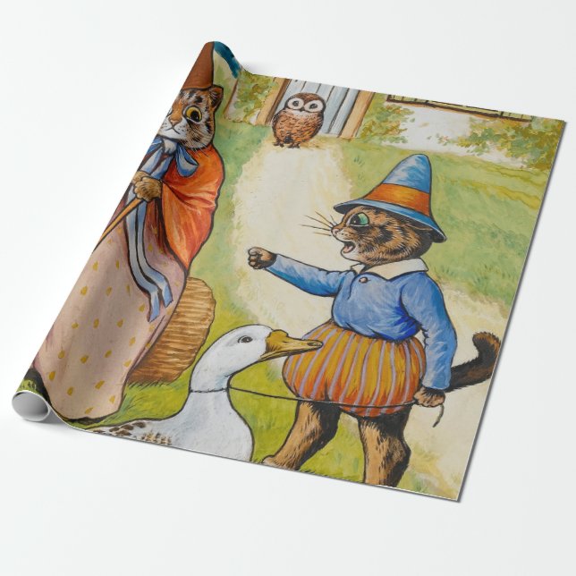 Mor Goose hemma av Louis Wain Presentpapper (Utrullad)