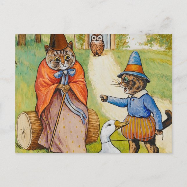 Mor Goose hemma av Louis Wain Vykort (Framsida)