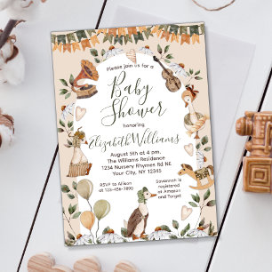 Mor Goose Nursery Gender Neutral Baby Shower Inbjudningar