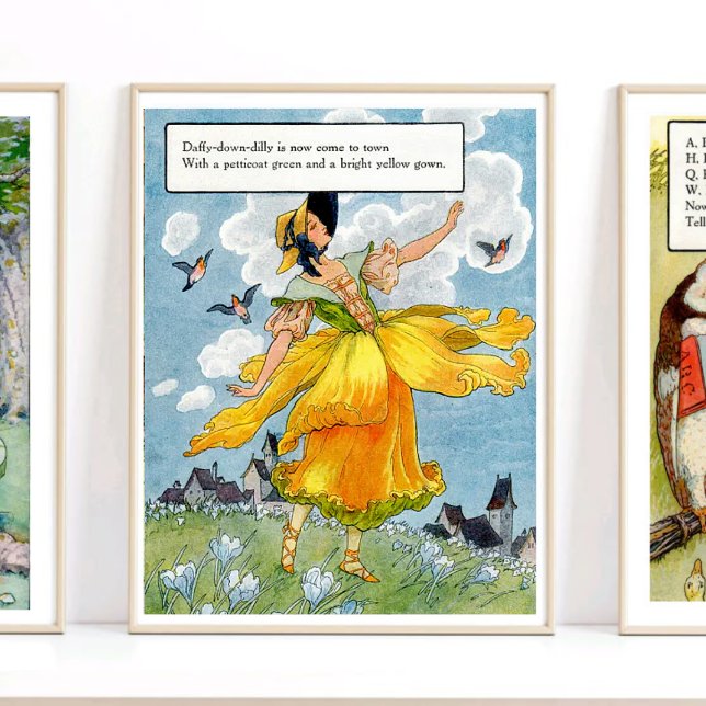 Mor Goose Nursery Rhyme Daffy Down Dilly Poster (Skapare uppladdad)