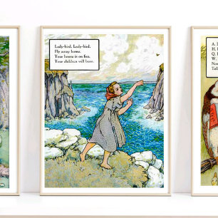Mor Goose Nursery Rhyme Dam Bird Fly Nursery Poster