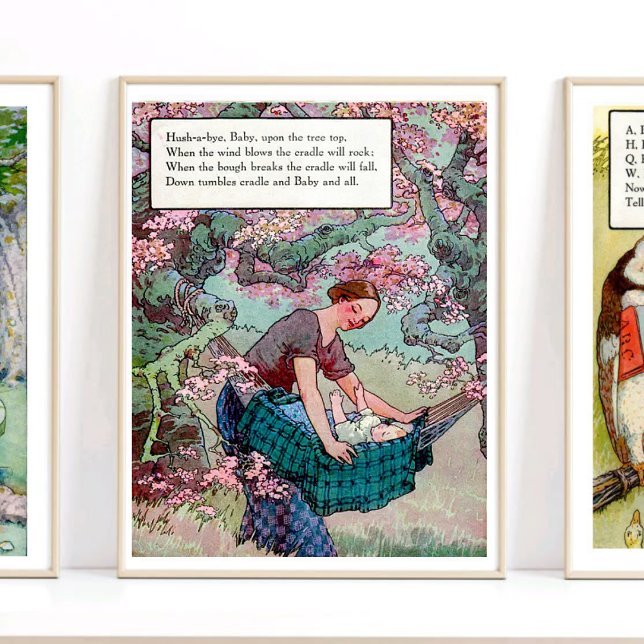 Mor Goose Nursery Rhyme Hush A Adjö Baby Nursery Poster (Skapare uppladdad)