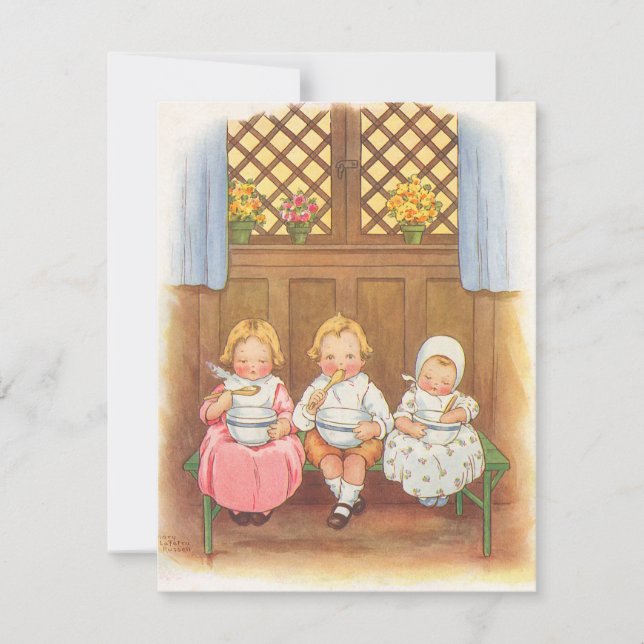 Mor Goose Vintage Barns Nursery Rhyme Inbjudningar (Framsida)