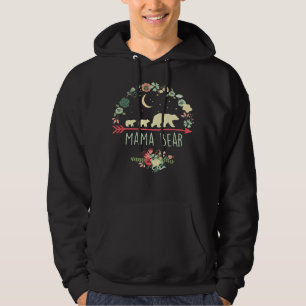 Mor Grandma Mamma Bear med 2 Unge Blommigt320 Mamm Hoodie