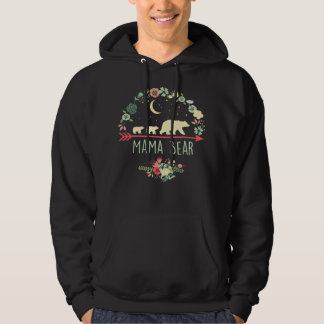 Mor Grandma Mamma Bear med 2 Unge Blommigt320 Mamm Hoodie