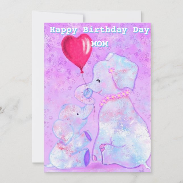 Mor Grattis på födelsedagen-kortet Elephant Mamma  Kort (Framsida)