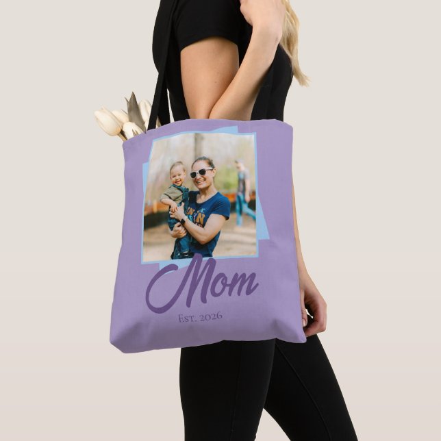 Mor Grundad År med Foto Tygkasse (Närbild)