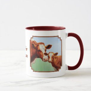 Mor Guernsey Cow och Cute Calf Mugg