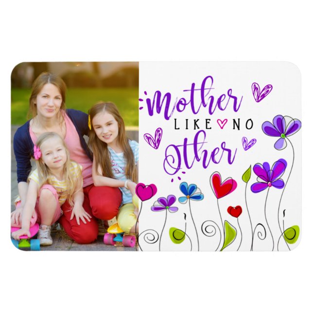 Mor Hand plockade Flowers Hearts Sayed Magnet (Horisontell)