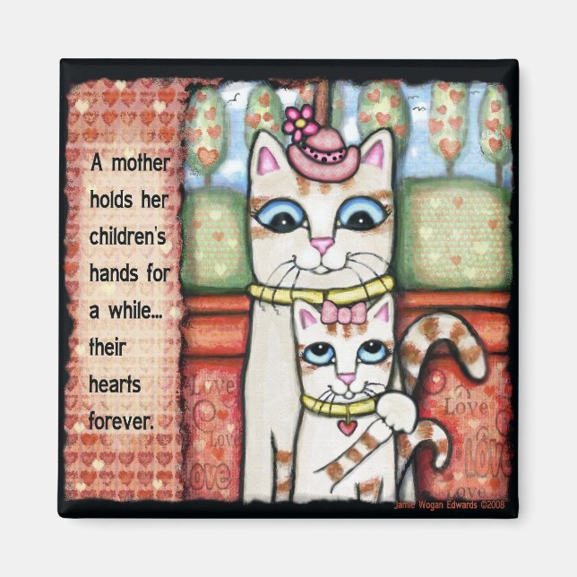 Mor Heart Cat Art Magnet (Framsidan)