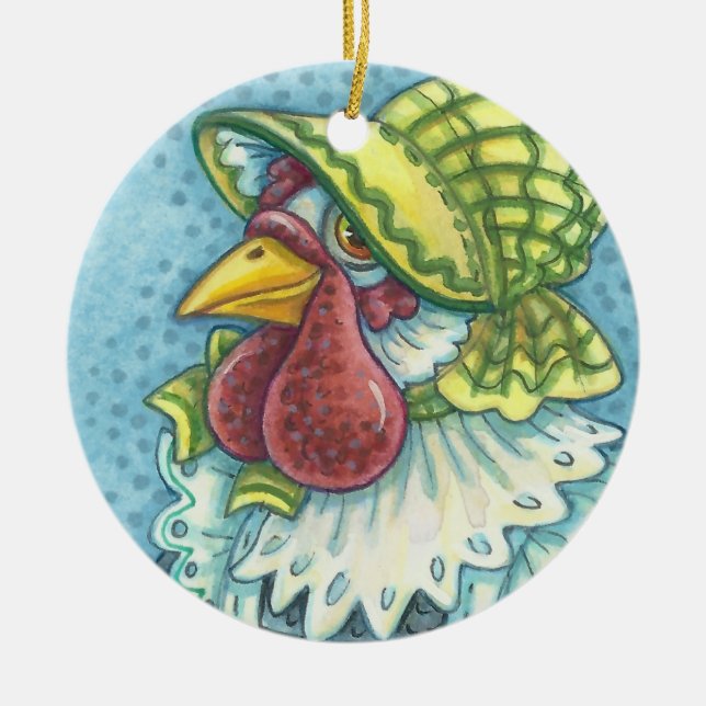 Mor Hen, CHICKEN FARMER HELGDAG ORNAMENT Round (Framsidan)