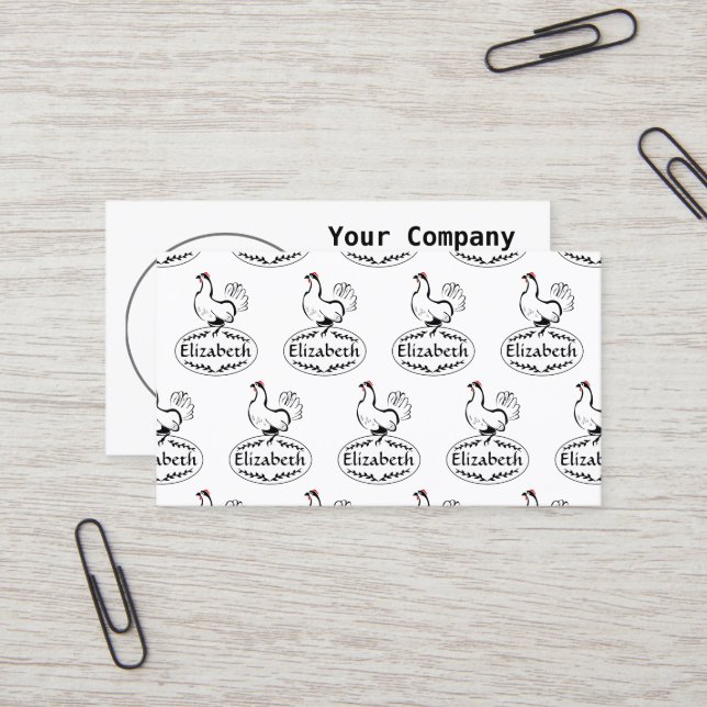 Mor Hen Nteston på Monogram Egg Visitkort (Fram/Back In Situ)