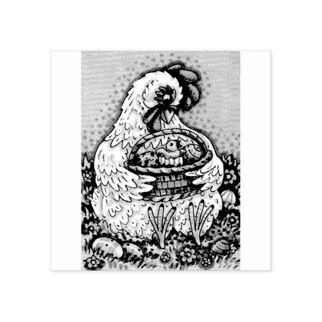 MOR HEN'S PÅSK BASKET CHICK GUBBER FRIMÄRKE STÄMPEL (Tryck)