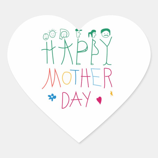 Mor hjärtdekaler hjärtformat klistermärke (Framsida)