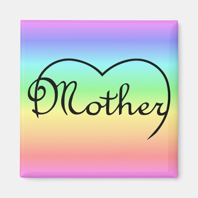 mor, hjärtregnbåge magnet (Framsidan)