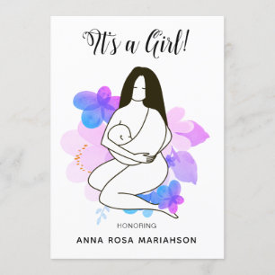 *~* Mor Holding Baby Blommigt Baby Shower Girl Inbjudningar