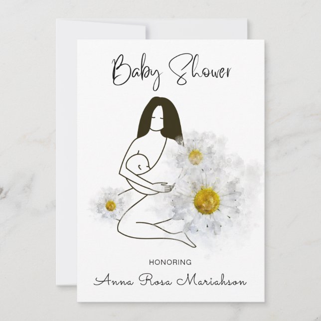*~* Mor Holding Baby Daisy Flower Baby Shower Inbjudningar (Framsida)