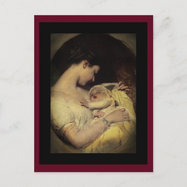 Mor Holding Baby Vykort (Framsida)