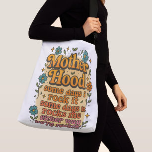 Mor Hood Retro Blommig Groovy Citat Axelväska