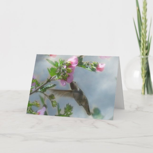 Mor Hummingbird och Flower Grattis på födelsedagen Kort (Framsida)