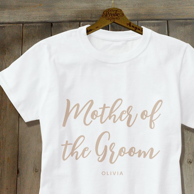 Mor i Anpassningsbarna Groom Bröllop Beige White T Shirt (Skapare uppladdad)