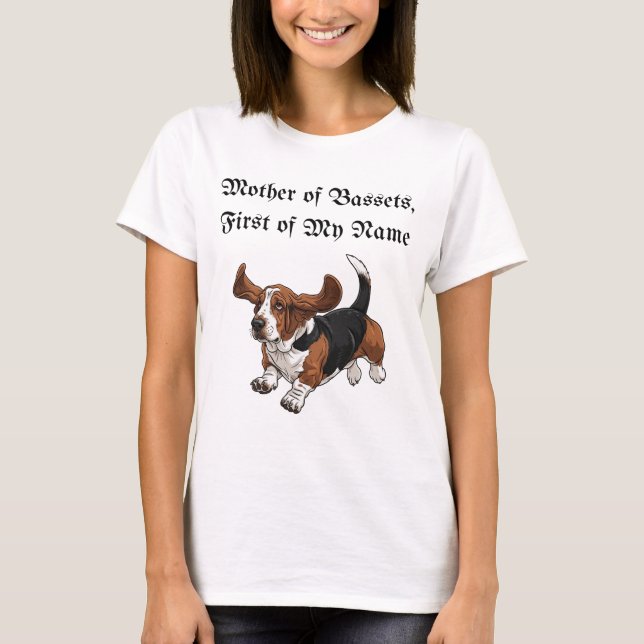 Mor i Bassets, första Namn T Shirt (Framsida)
