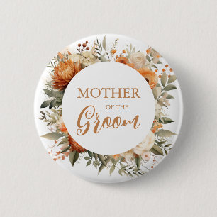 Mor i Blommigten för nedbränd Orange i groomförbrä Knapp