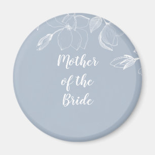 MOR i BRIDE GROOM Dusty Blue White Magnolias Magnet