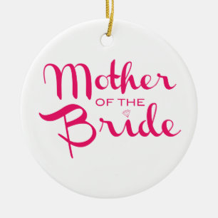Mor i Bride Retro Script Shock rosa On White Julgransprydnad Keramik