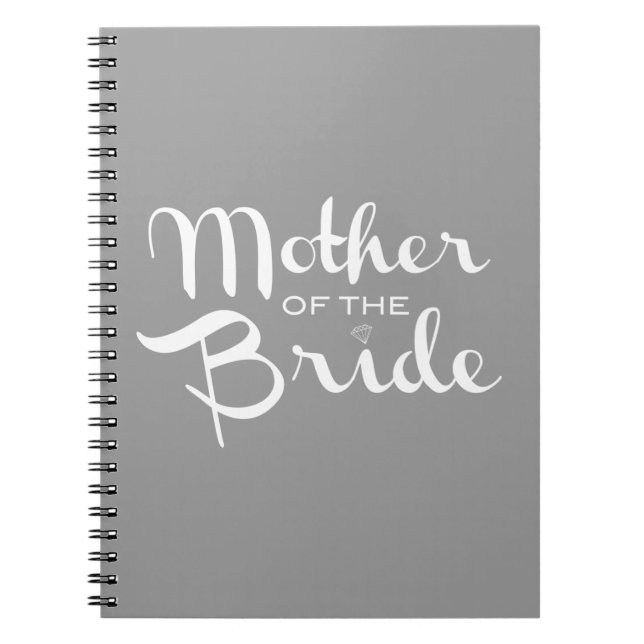 Mor i Bride Retro Script White på Grått Anteckningsbok (Framsidan)