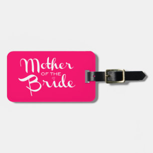 Mor i Bride Retro Script White på Shock rosa Bagagebricka