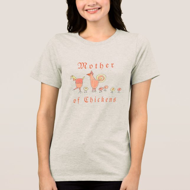 Mor i Chickens Illustrated Farm Girl T Shirt (Framsida)