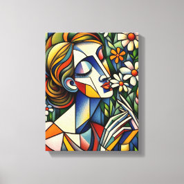 Mor i den blandade mediekonsten av vilda blommor canvastryck