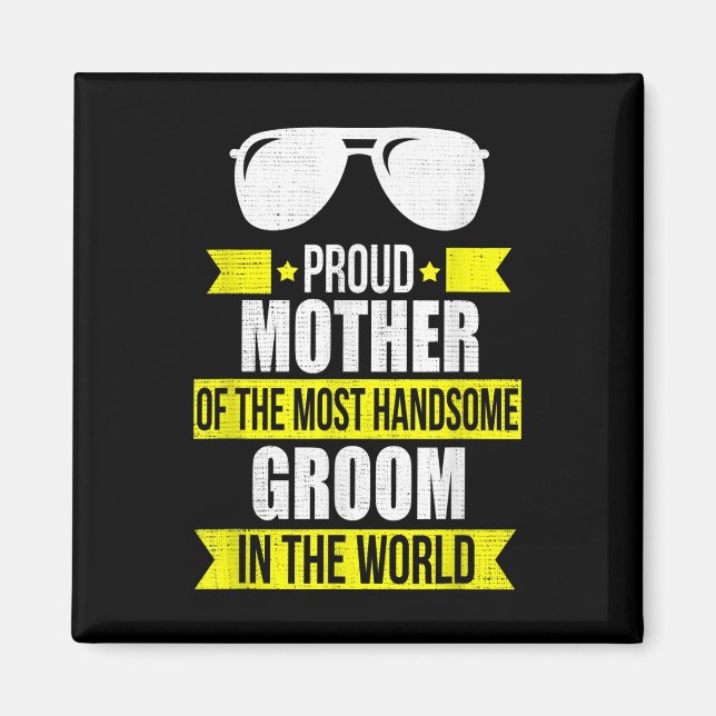 Mor i den handa Groom Bridegroom Bröllop Gi Magnet (Framsidan)