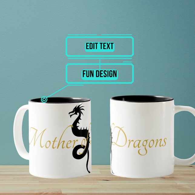 Mor i Dragons Mugg (Svarta och Guld) (It is a spin on the "Mother of Dragons" from a famous television show. )