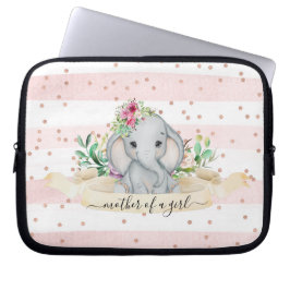 Mor i en flicka - Baby Elephant and Flowers Laptop Fodral