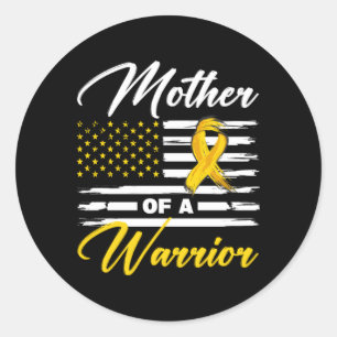 Mor i en krigare USA flagga Ewing Sarcoma Cancer Runt Klistermärke